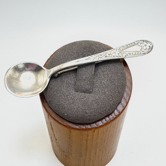 VTG Sterling Silver 925 Floral & Scroll Design Spoon Brooch Size 2.75" Length - Picture 1 of 12